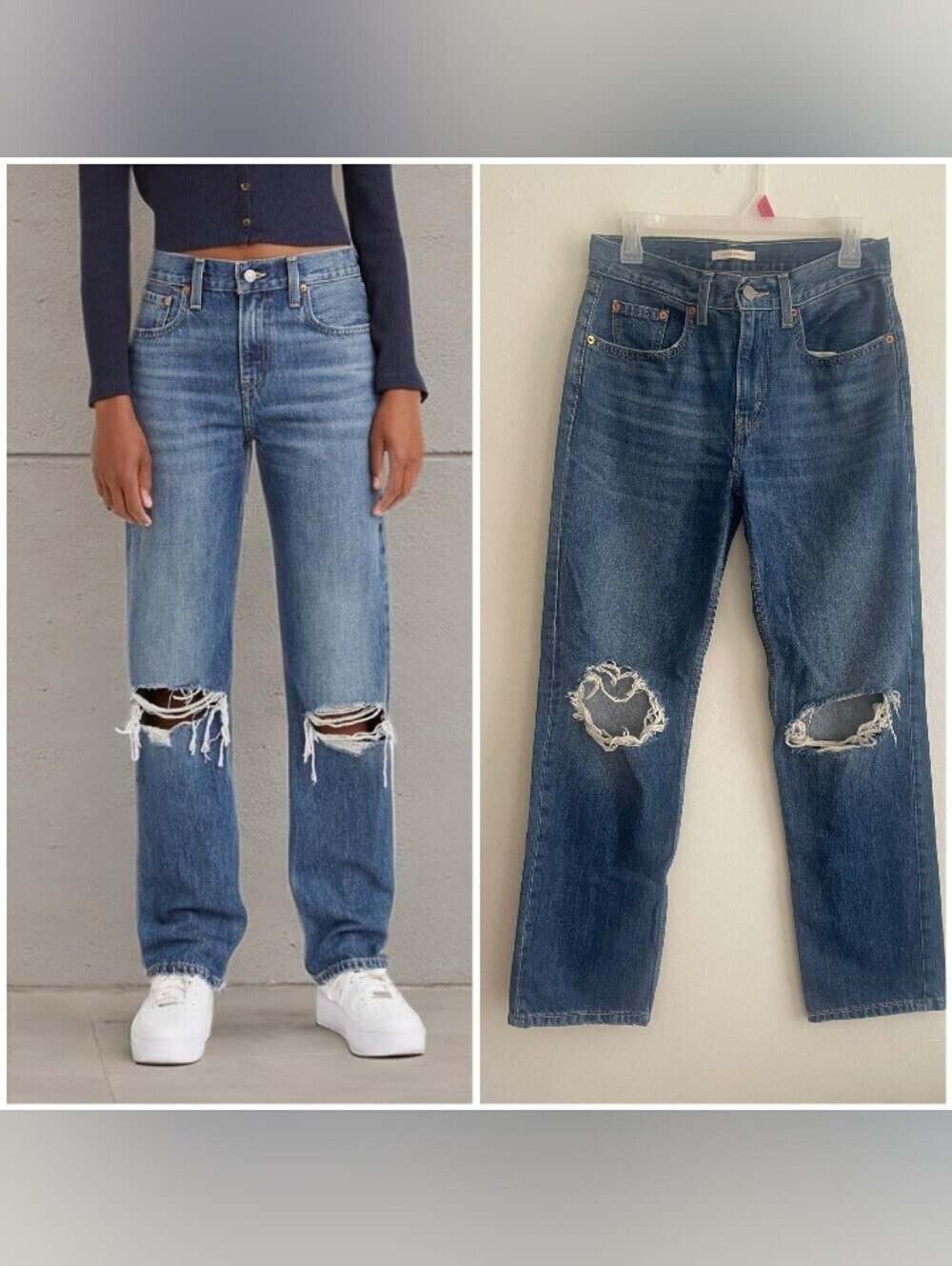Levi's Low Pro Rise (Profile) Ripped Destroyed Jeans 28 EUC loose Leg Straight